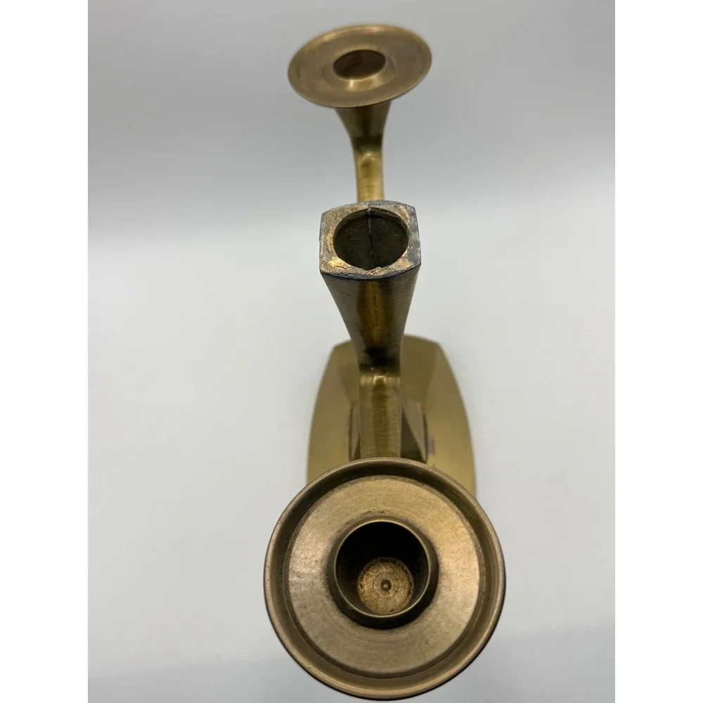 Vintage Mid Century Modern 1950s‎ Brass 3 Light Candelabra Brutalist India